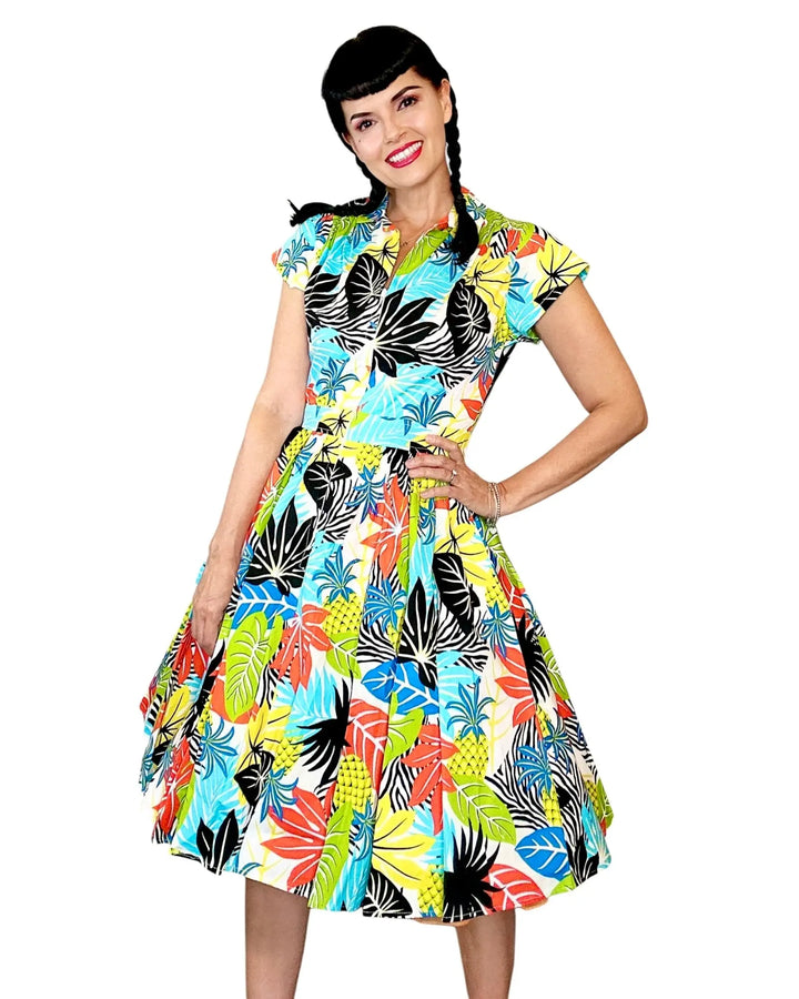 Bernie Dexter Joni Dress in Tropical Hawaiian Print