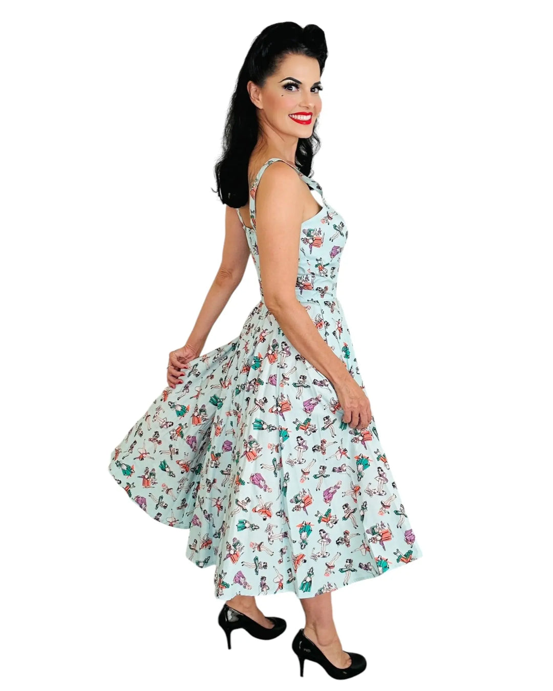 Gail Dress in Pin Up Girl Print