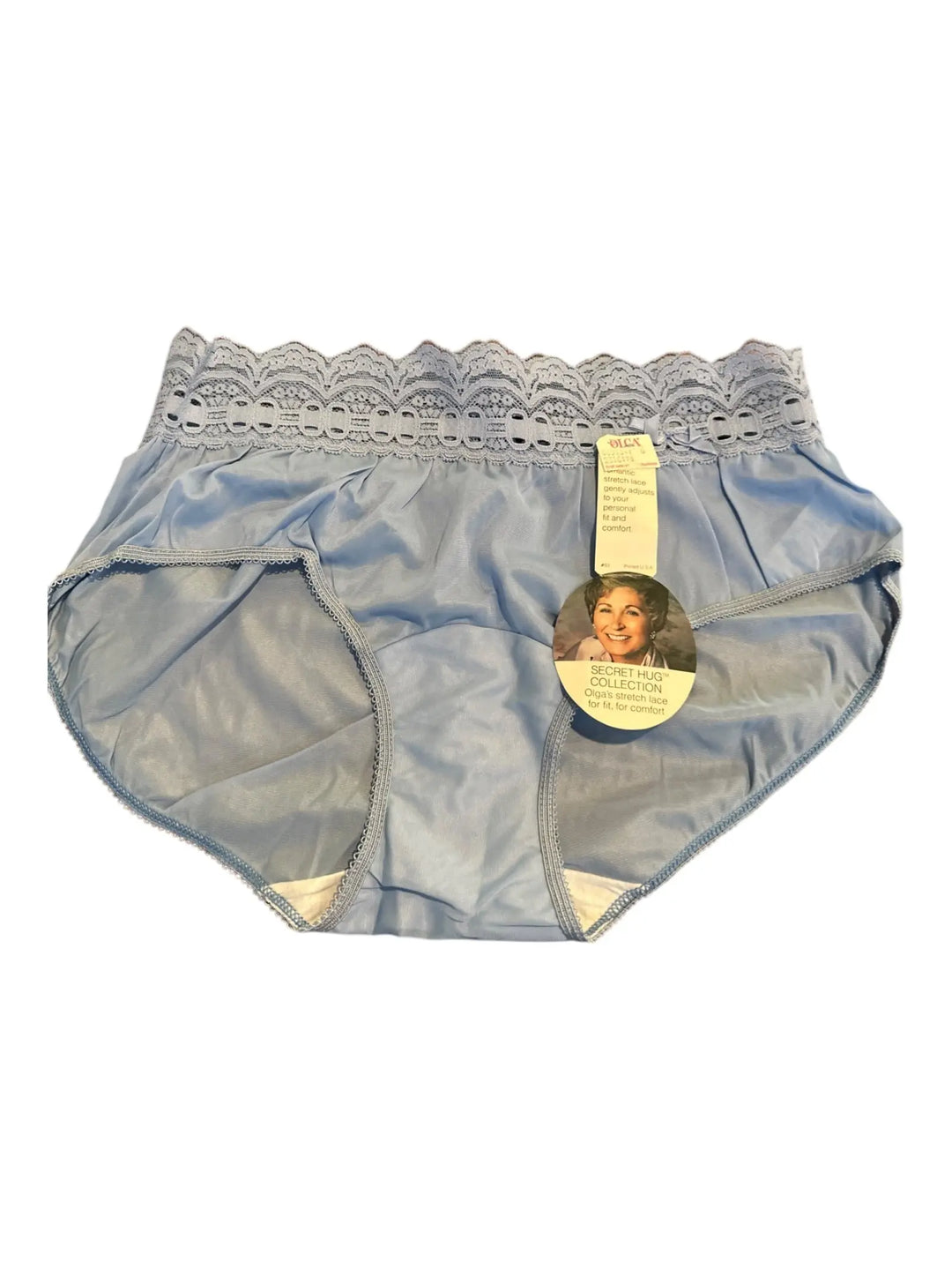 NWT!! Vintage Blue Olga Panties Secret Hug Size 6 Lace Waistband Back Seam  USA Bernie Dexter