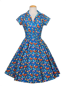 Joni Dress in Blue Tiki